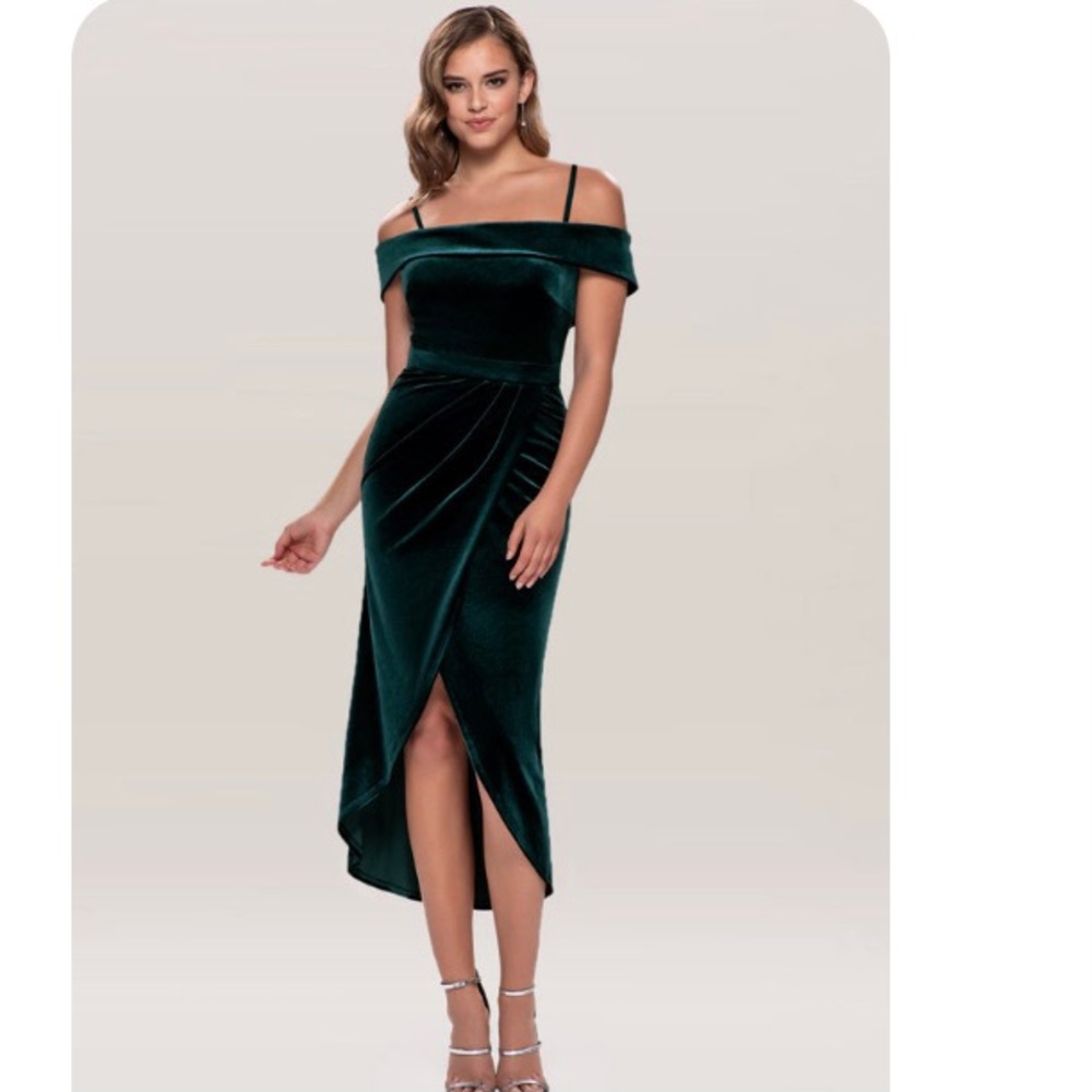 Dark Green Midi Velvet Dress
